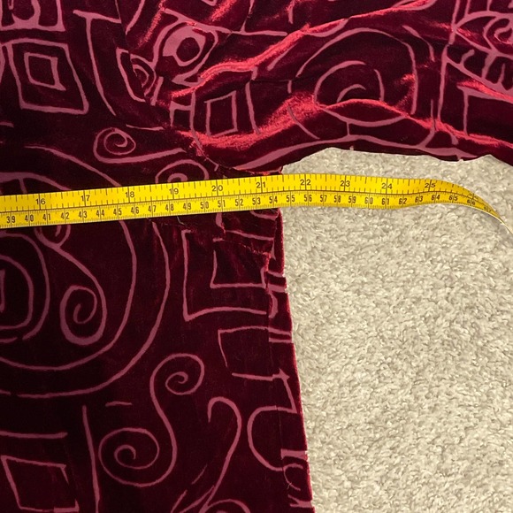 Vintage Chico's Design Red Velvet Button Up Top with Etched Design‎ - Picture 8 of 10